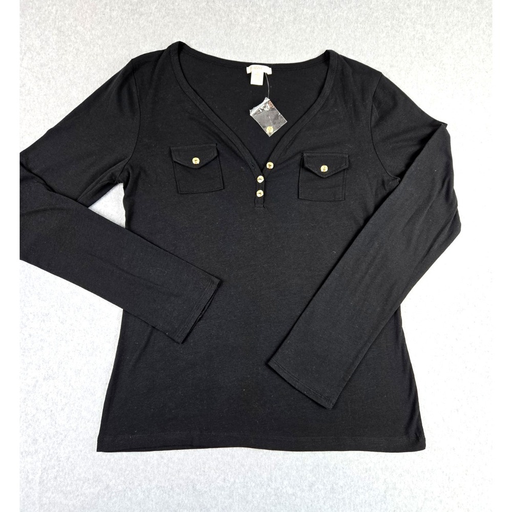 Bozzolo Womens Size 3X Black Knit V-Neck Long Sleeve Stretch Top NWT